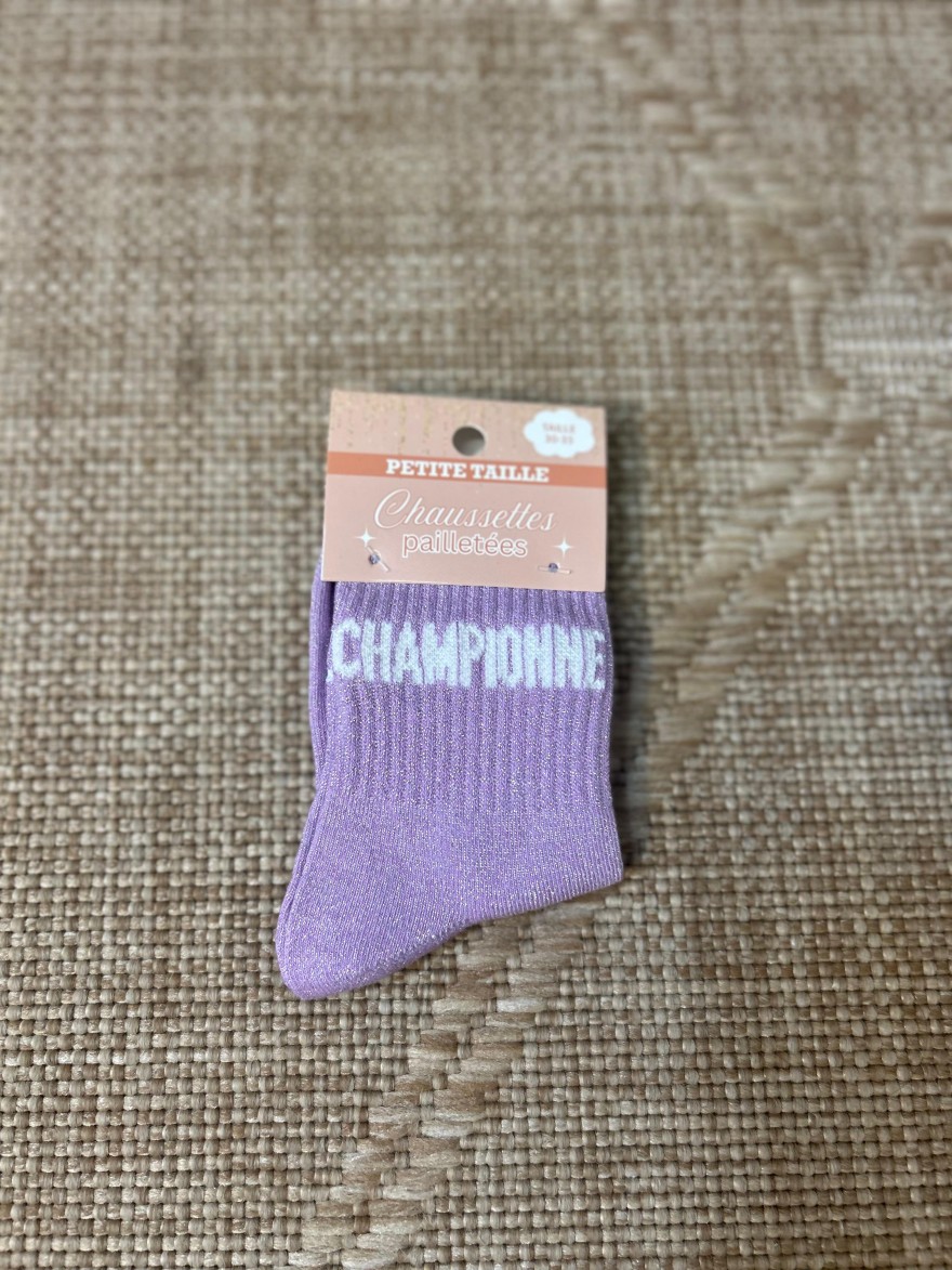 Chaussettes à Paillettes Championne Lilas Enfant | Marina