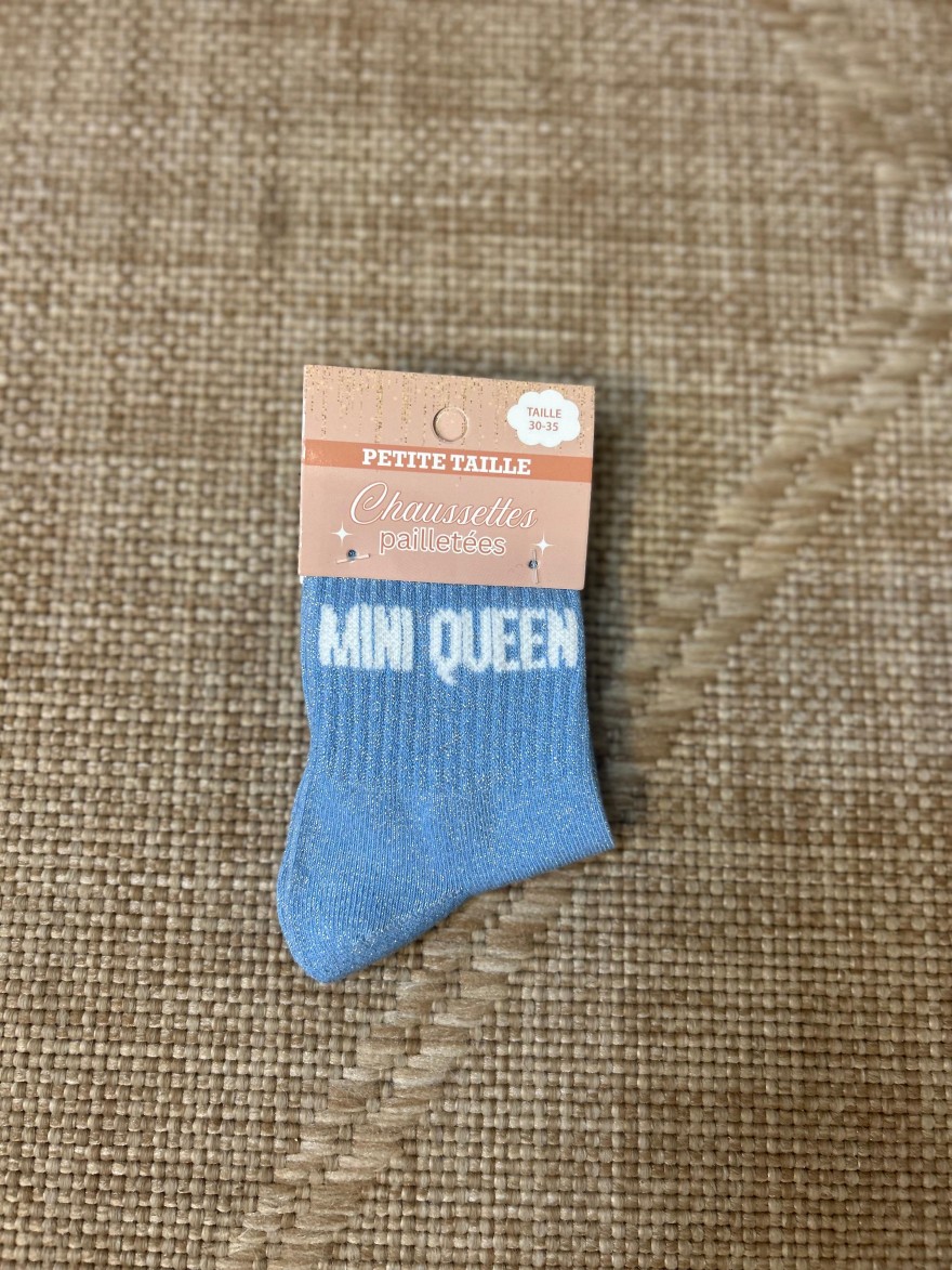 Chaussettes à Paillettes Mini Queen Bleu Ciel Enfant | Marina