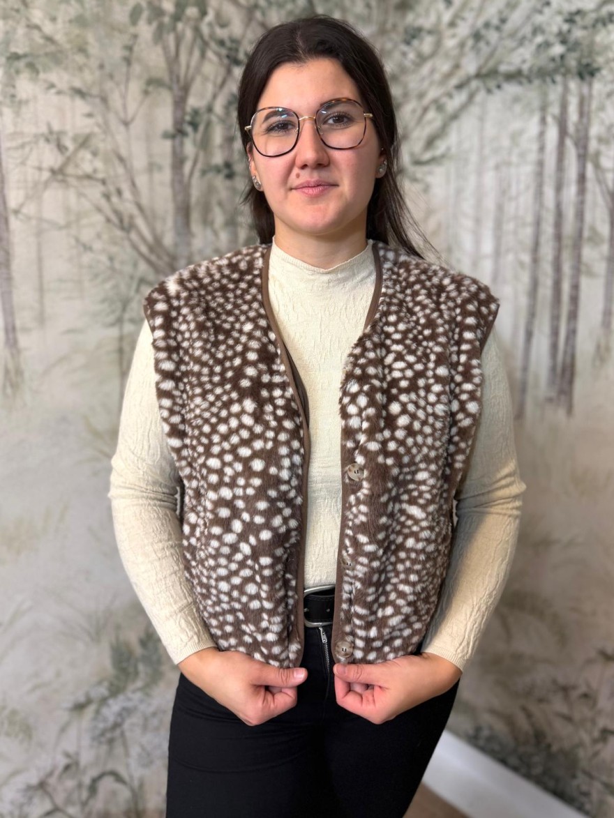 Gilet Sans Manches Effet Fourrure Imprimé Bambi Kilky | Marina & Paloma