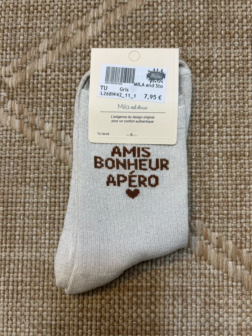 Chaussettes à Paillettes Amis Bonheur Apéro | Mila and Stories