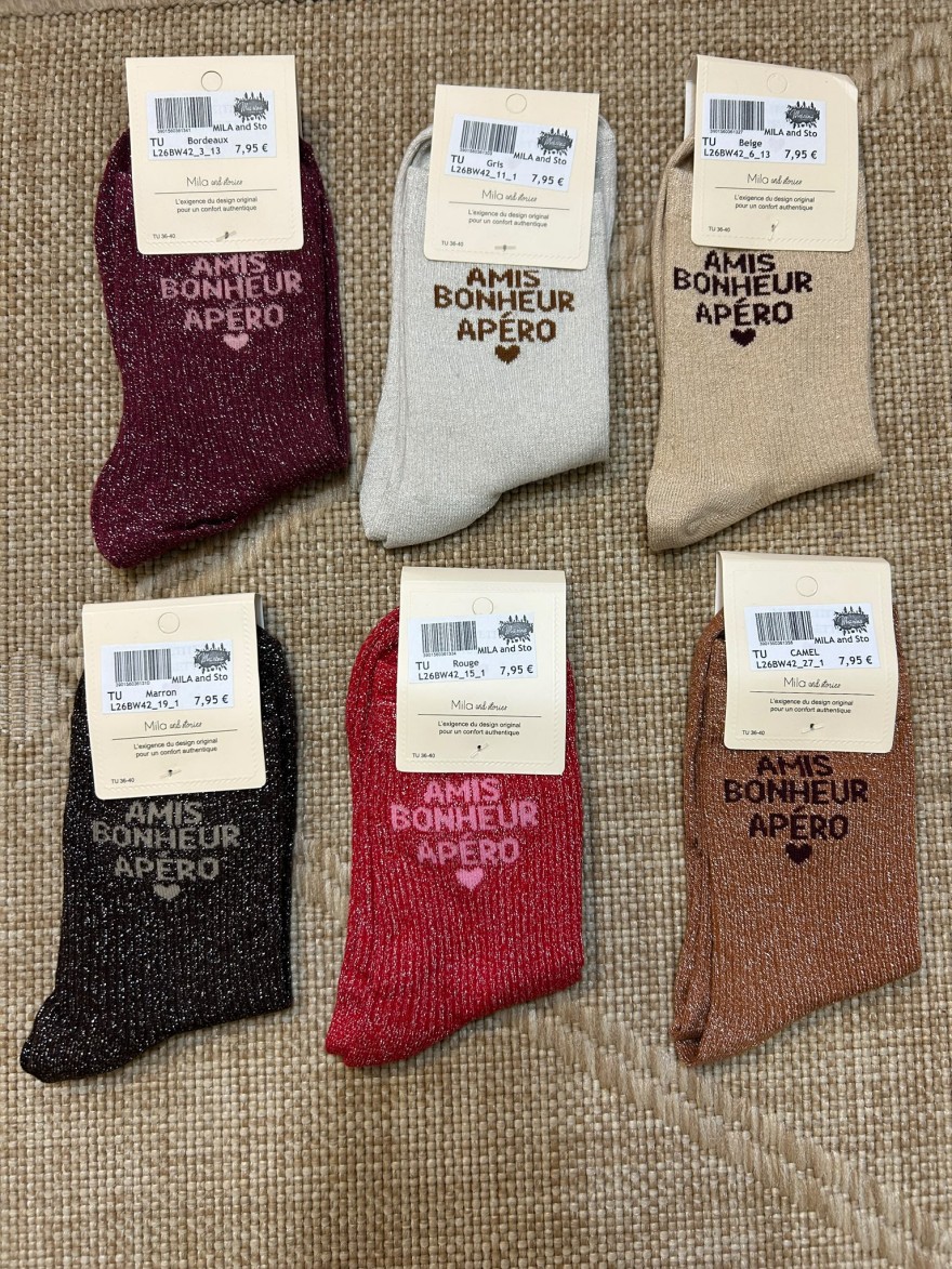 Chaussettes à Paillettes Amis Bonheur Apéro | Mila and Stories