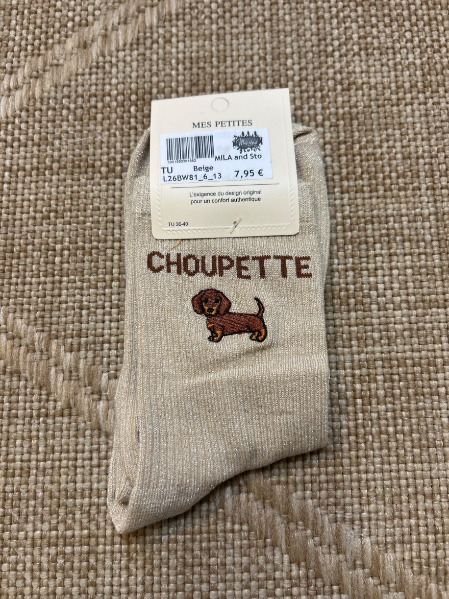 Chaussettes à Paillettes Choupette avec Chien Brodé | Mila and Stories