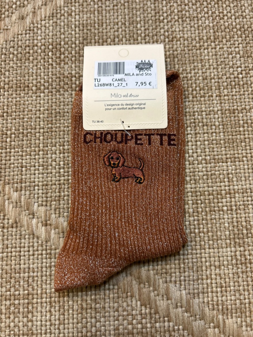 Chaussettes à Paillettes Choupette avec Chien Brodé | Mila and Stories