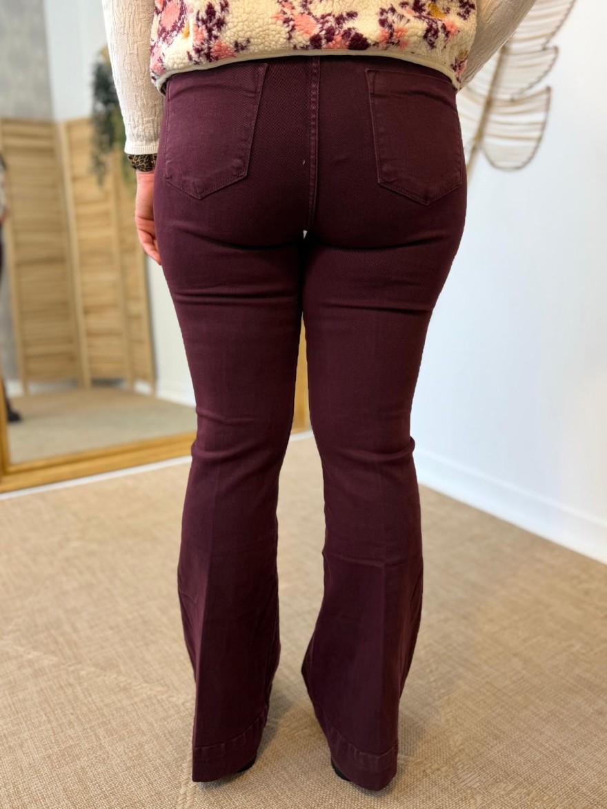 Jean Flare Bordeaux Taille Haute Norfy | Marina & Paloma