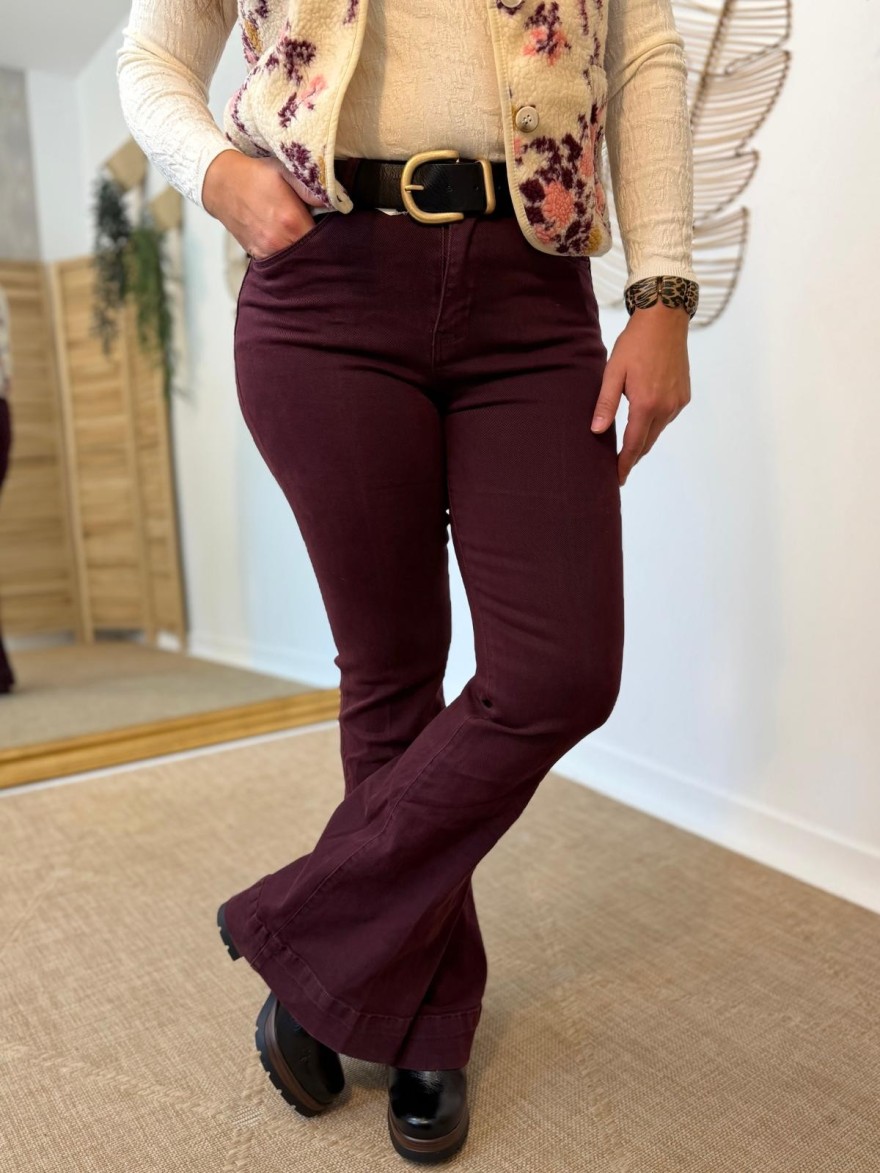 Jean Flare Bordeaux Taille Haute Norfy | Marina & Paloma