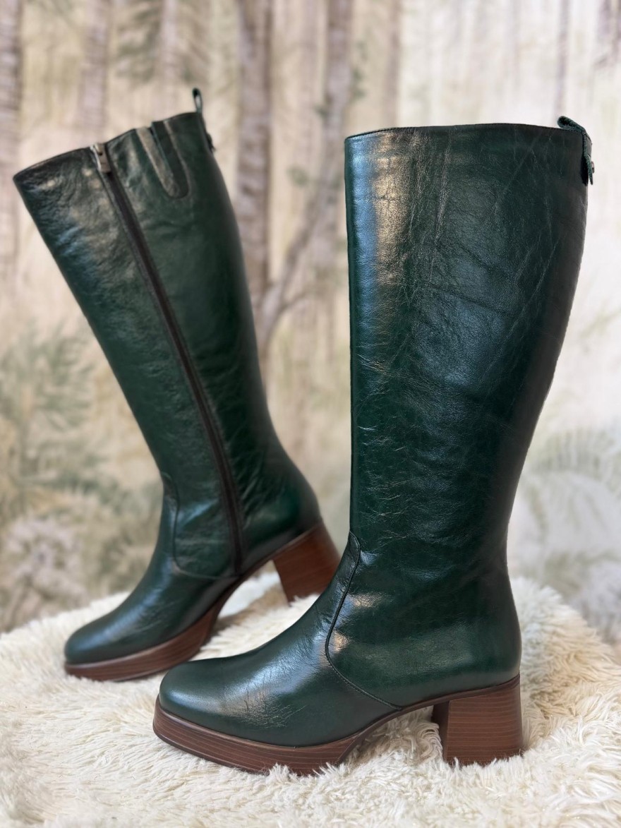 Botte à Talon Plateforme Dorking Cristel D9339 Kaki | Marina & Paloma
