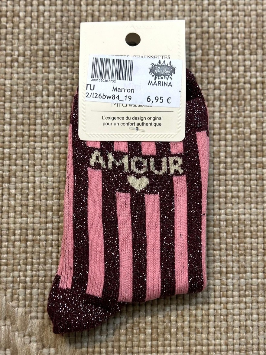 Chaussettes à Paillettes Rayées Amour Enfant | Marina