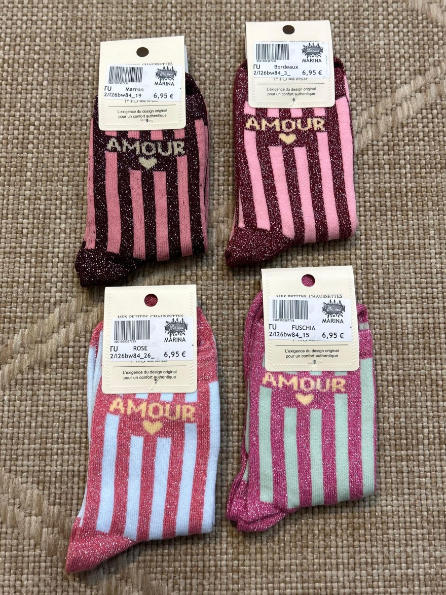 Chaussettes à Paillettes Rayées Amour Enfant | Marina
