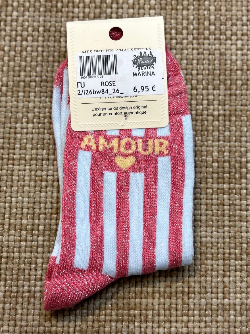 Chaussettes à Paillettes Rayées Amour Enfant | Marina