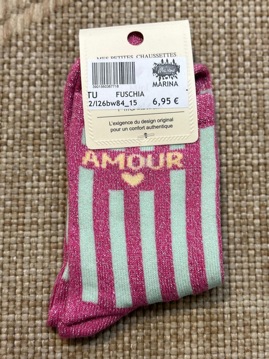 Chaussettes à Paillettes Rayées Amour Enfant | Marina