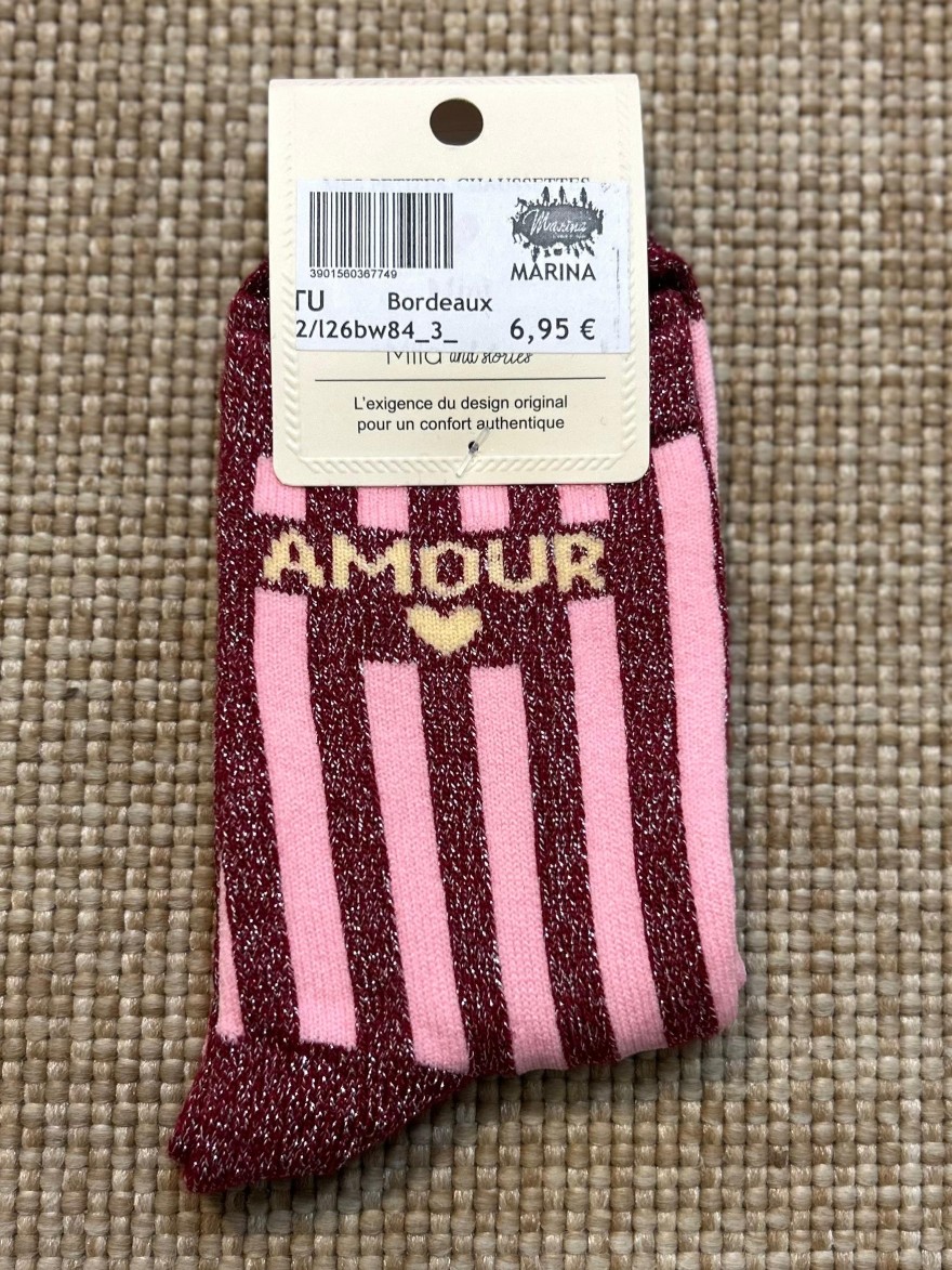 Chaussettes à Paillettes Rayées Amour Enfant | Marina
