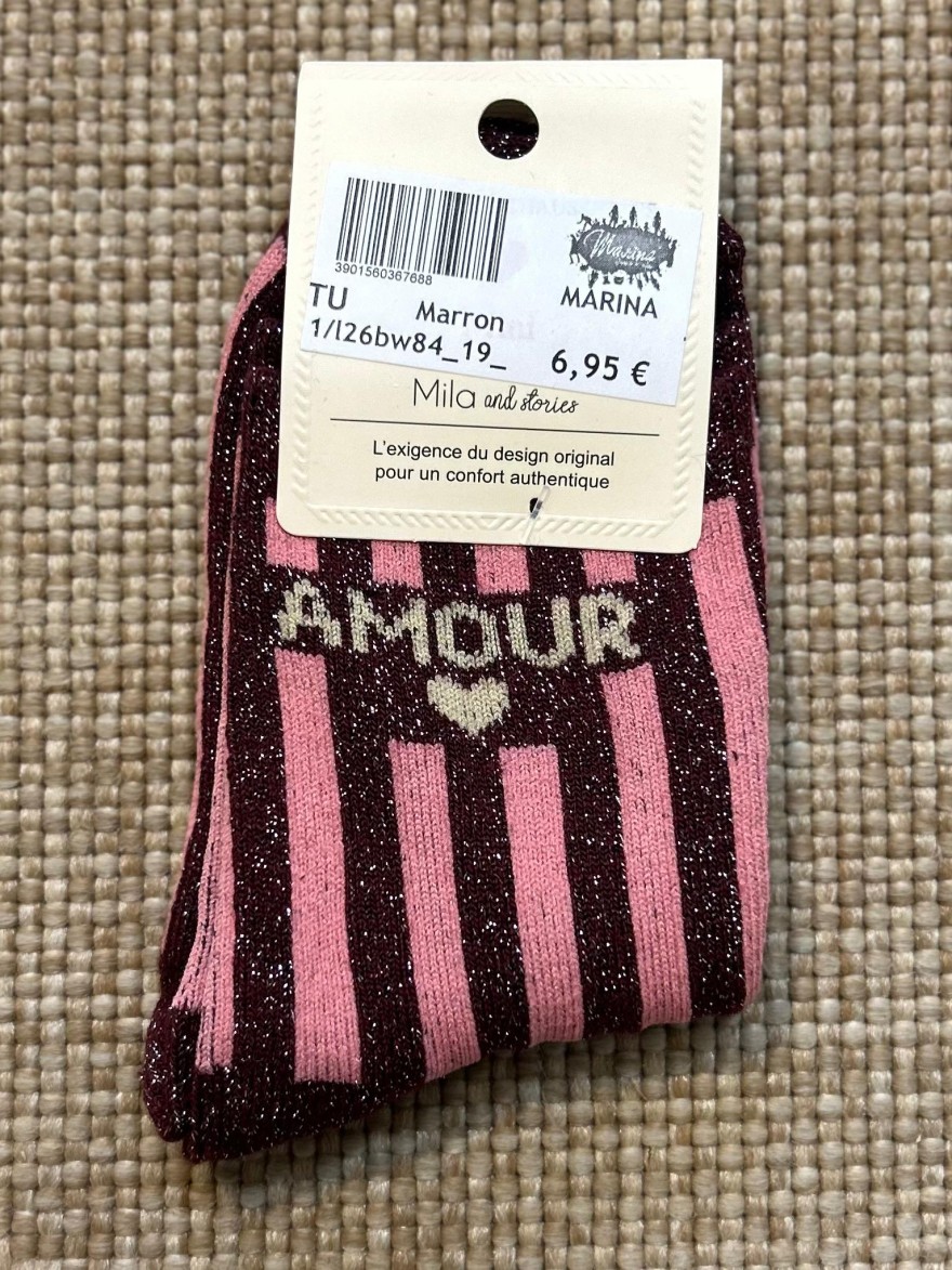 Chaussettes à Paillettes Rayées Amour Enfant | Marina