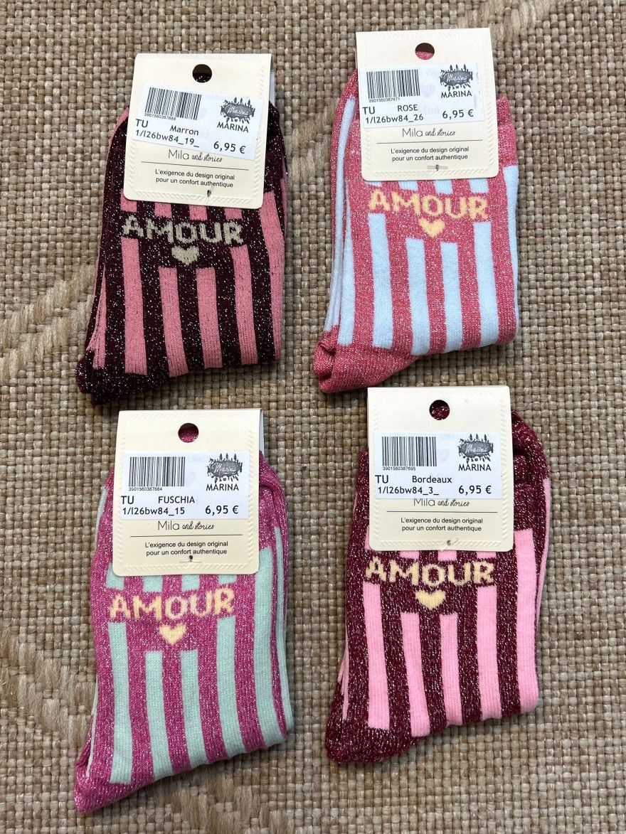 Chaussettes à Paillettes Rayées Amour Enfant | Marina