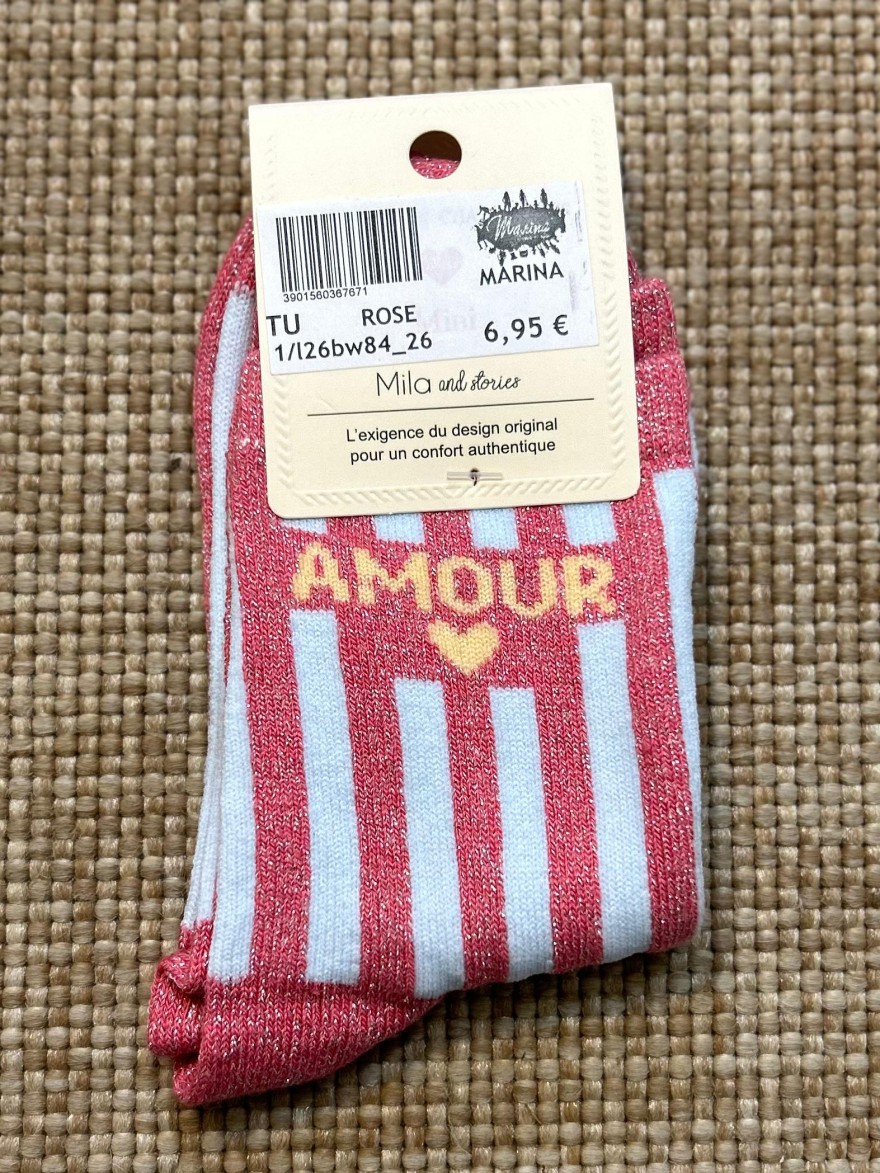 Chaussettes à Paillettes Rayées Amour Enfant | Marina