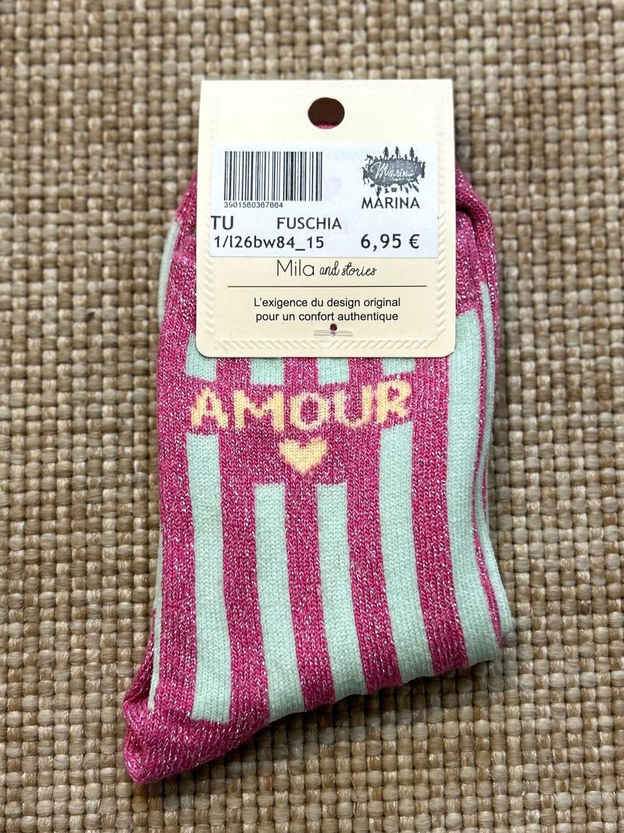 Chaussettes à Paillettes Rayées Amour Enfant | Marina