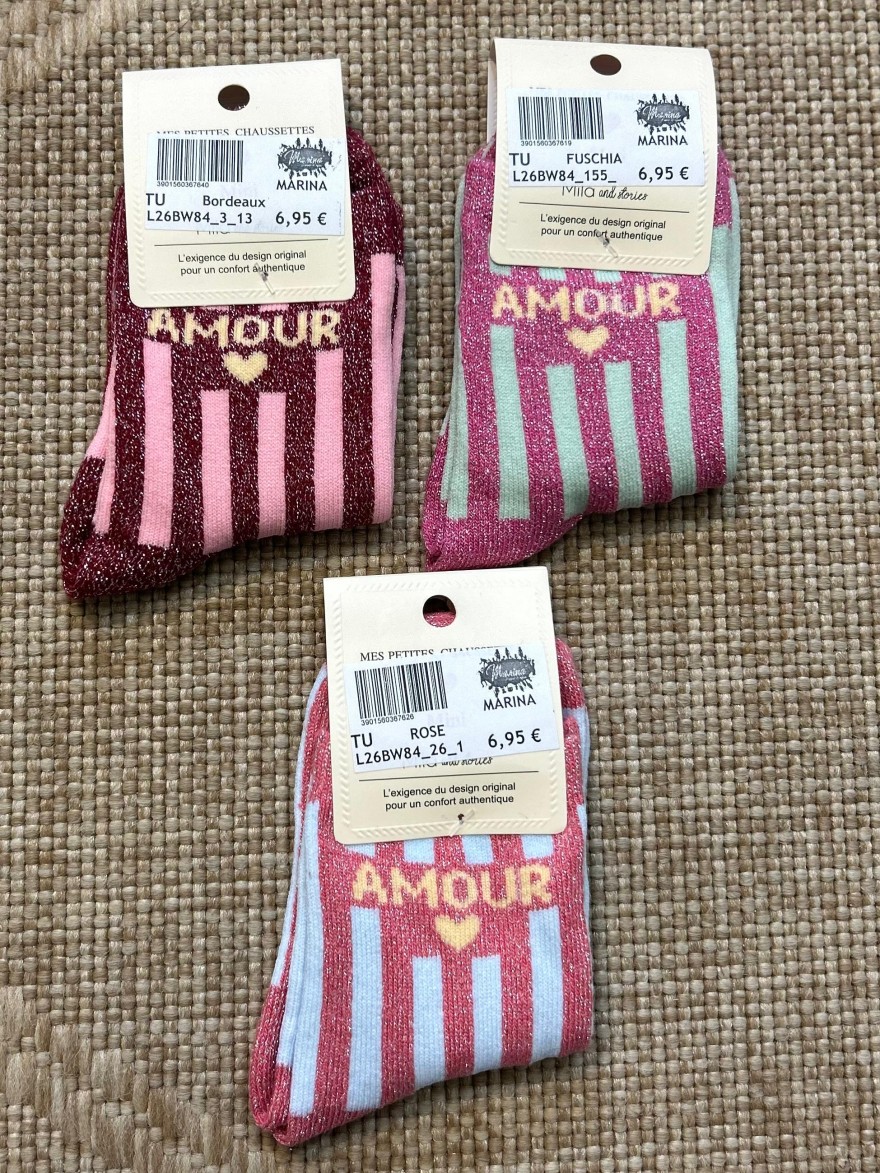 Chaussettes à Paillettes Rayées Amour Enfant | Marina