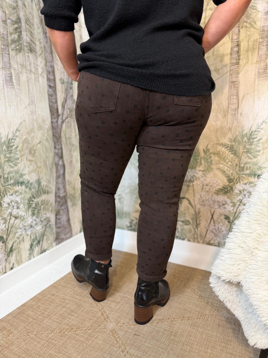 Jean Mom Marron à Pois en Grande Taille | Marina & Paloma