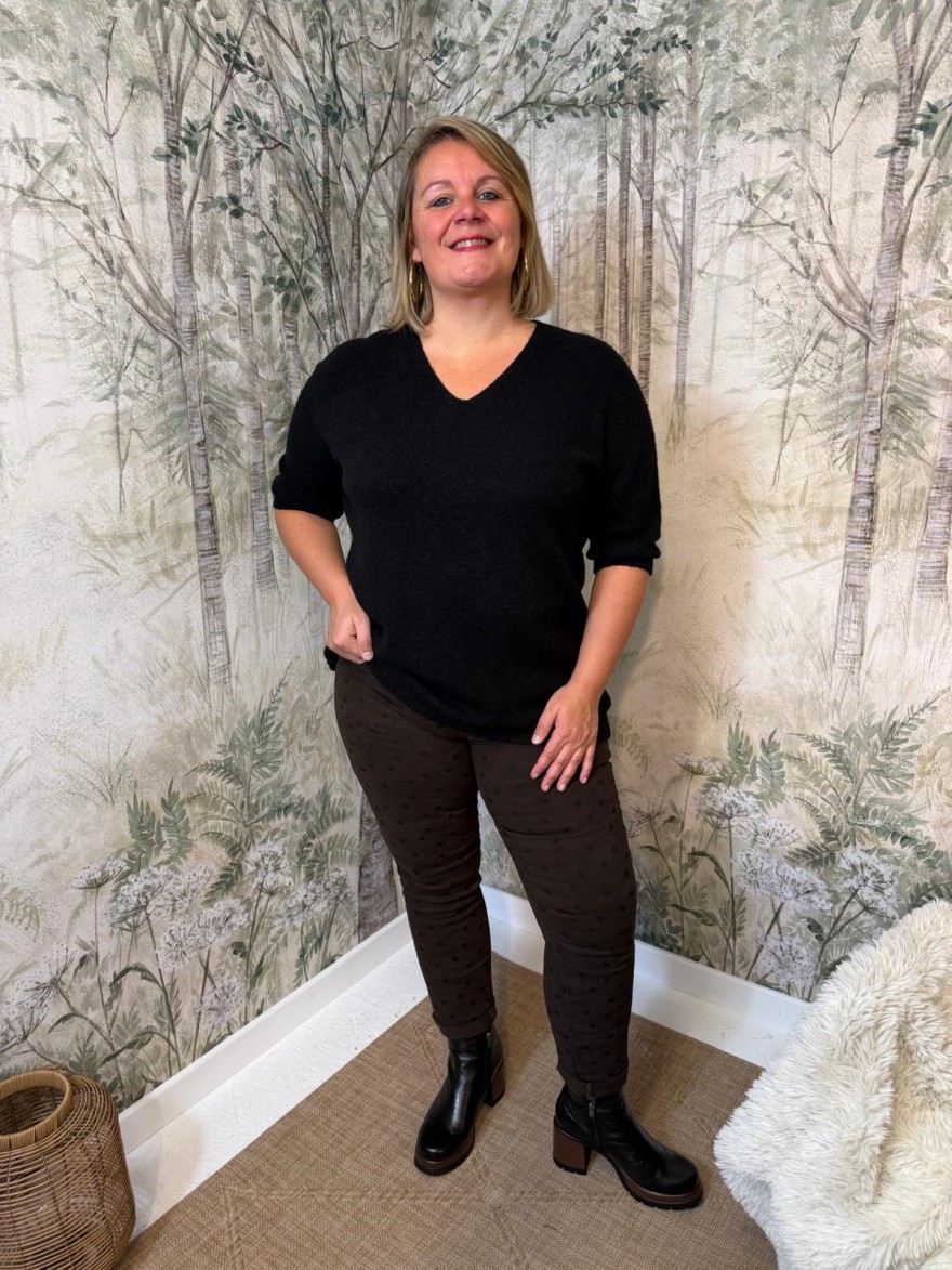 Jean Mom Marron à Pois en Grande Taille | Marina & Paloma