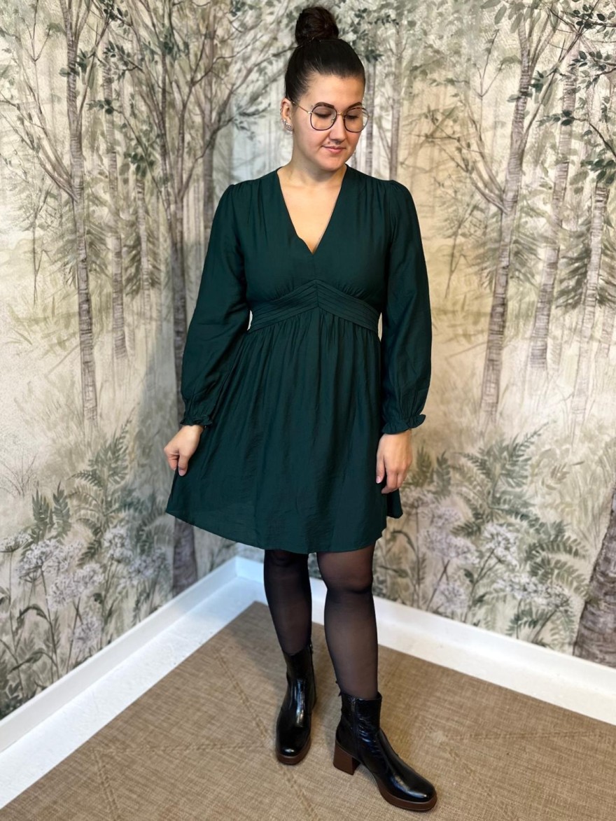 Robe Vert Sapin Manches Longues Maelle | Marina & Paloma