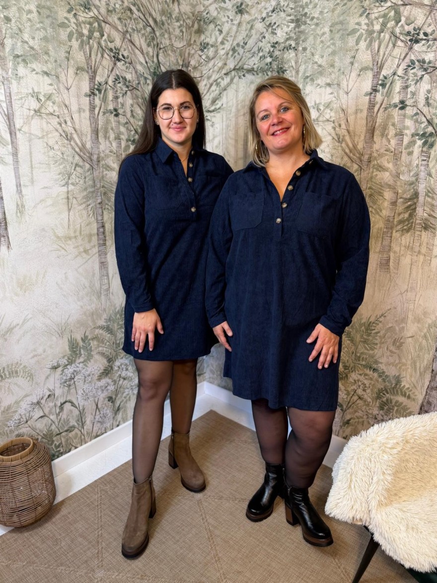 Robe Bleu Velours Côtelé Grande Taille Maelle | Marina & Paloma