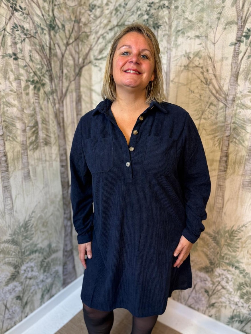 Robe Bleu Velours Côtelé Grande Taille Maelle | Marina & Paloma