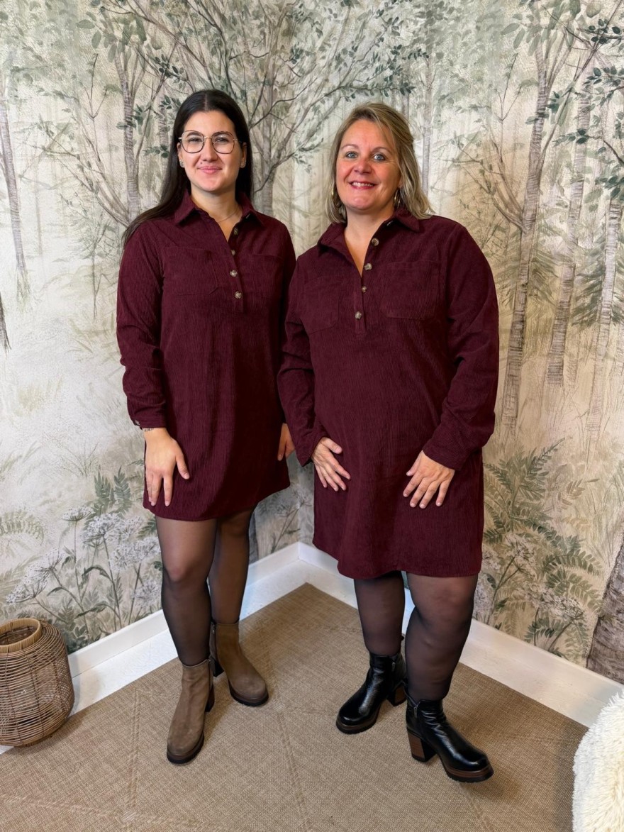 Robe Bordeaux Velours Côtelé Grande Taille Maelle | Marina & Paloma