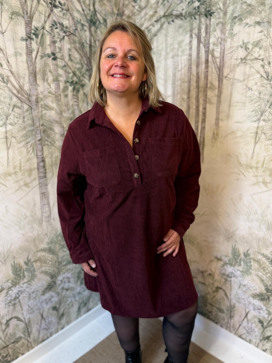 Robe Bordeaux Velours Côtelé Grande Taille Maelle | Marina & Paloma