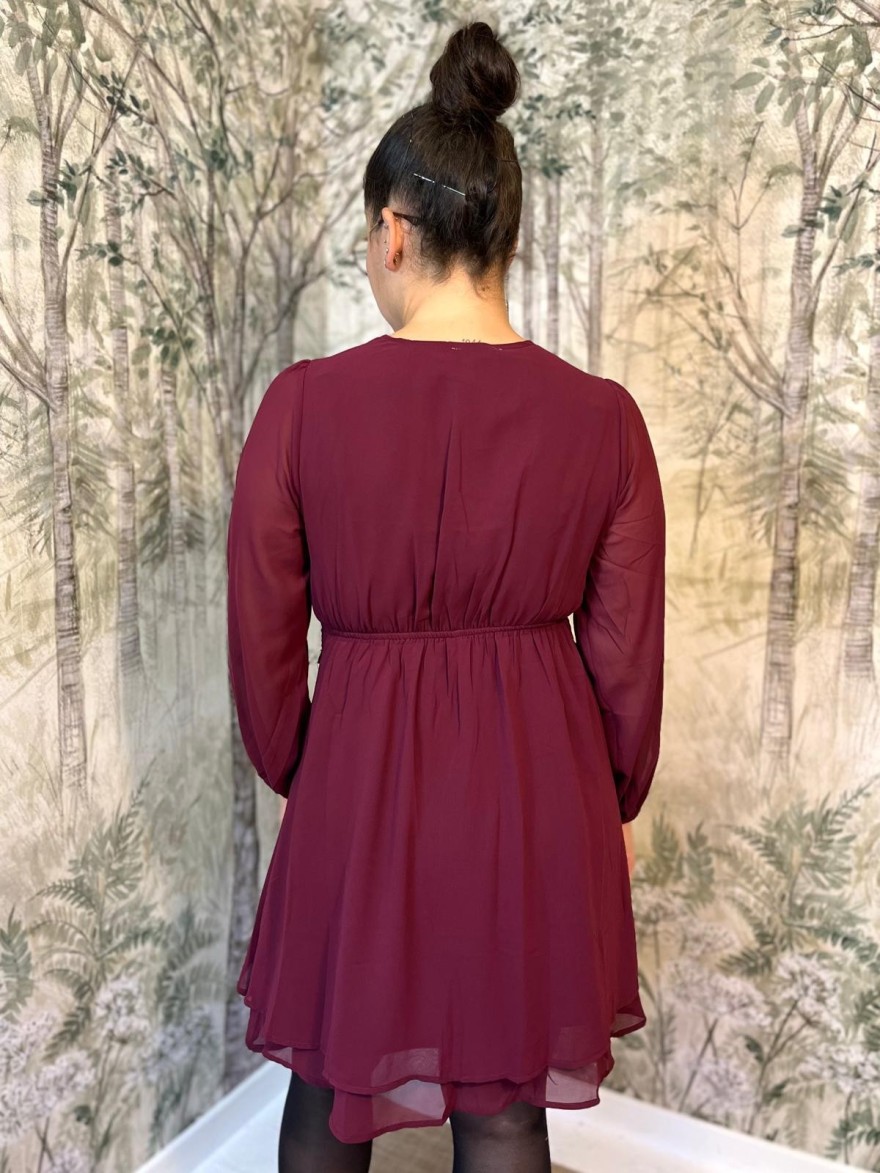 Robe Bordeaux By One Grande Taille Manches Longues | Marina & Paloma