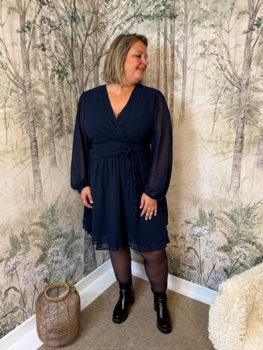 Robe Bleu Marine By One Grande Taille Manches Longues | Marina & Paloma