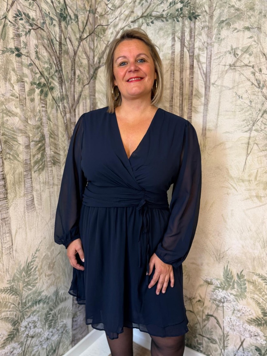 Robe Bleu Marine By One Grande Taille Manches Longues | Marina & Paloma