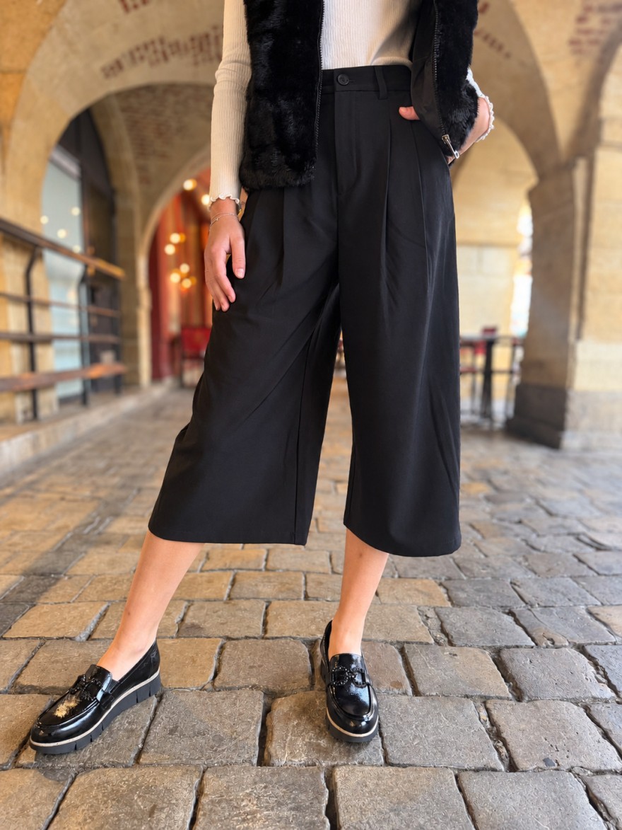 Jupe Culotte Habillée Noire Feelko Taille Haute | Marina & Paloma