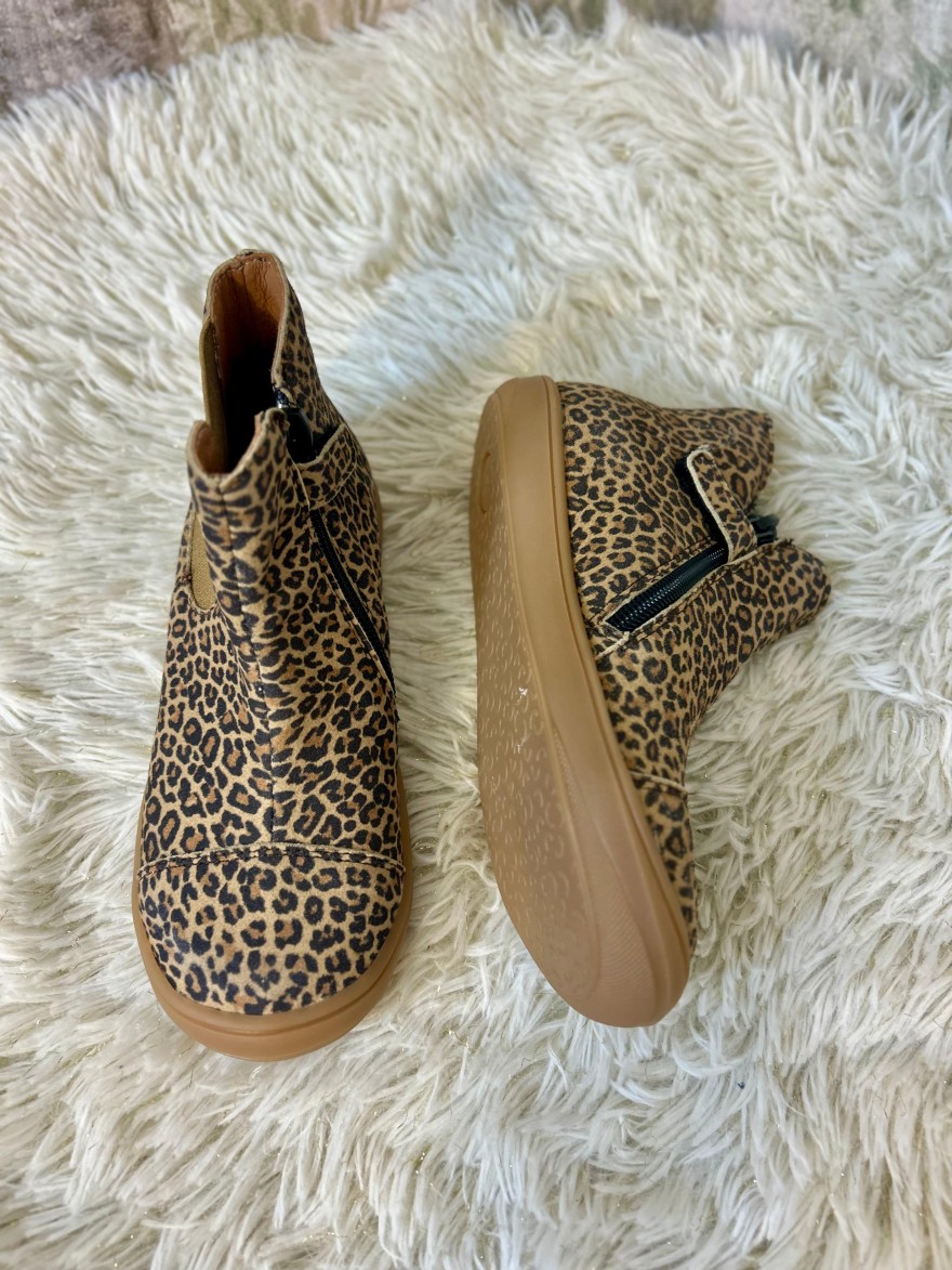 Bottine Bellamy CELIMENE Fille Léopard – Cuir Velours Souple | Marina & Paloma