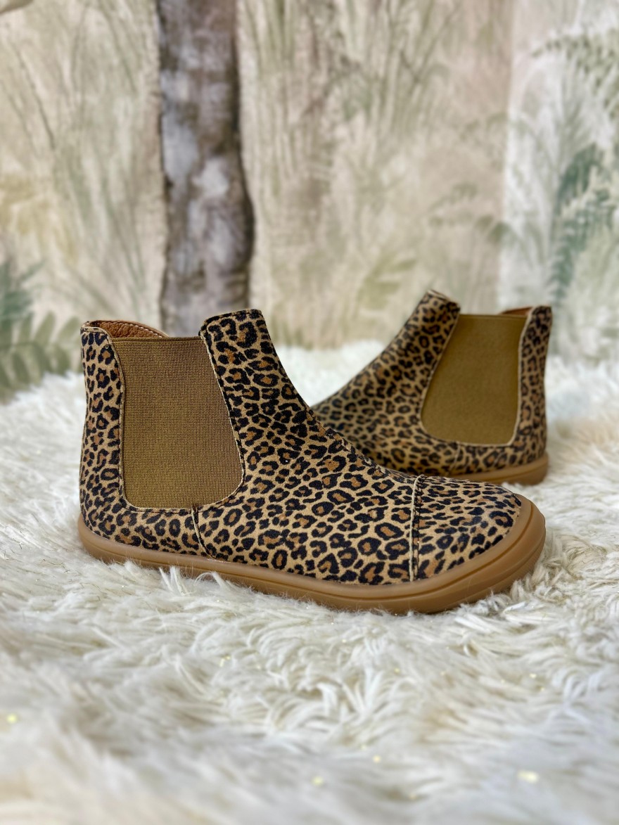 Bottine Bellamy CELIMENE Fille Léopard – Cuir Velours Souple | Marina & Paloma