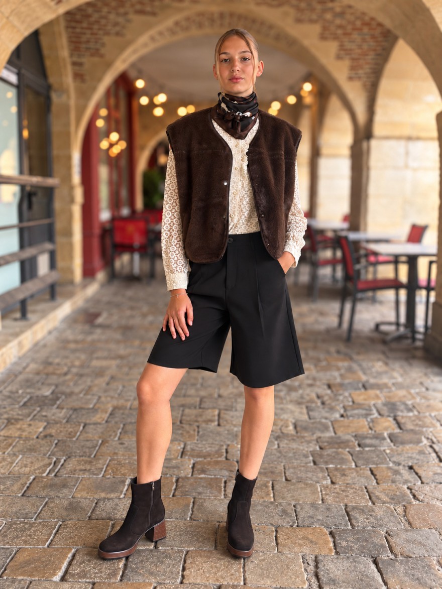 Bermuda de Tailleur Noir Feelko Taille Haute | Marina & Paloma