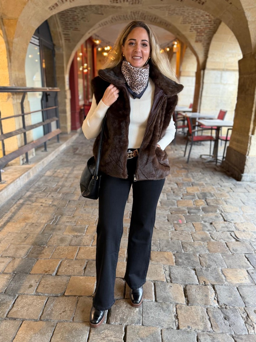 Gilet Sans Manches Fausse Fourrure Marron | Marina & Paloma