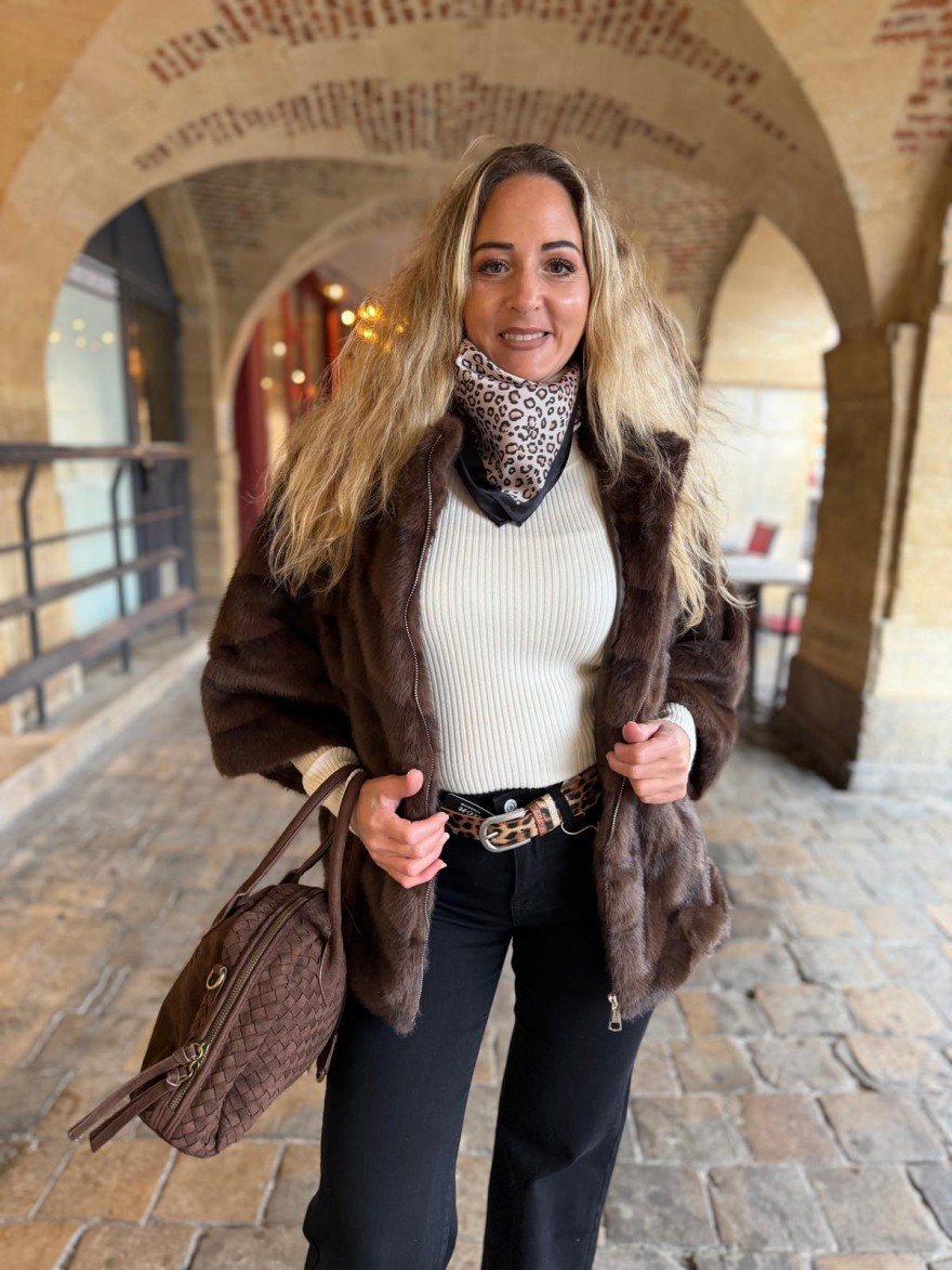 Manteau Fausse Fourrure à Manches Courtes | Marina & Paloma