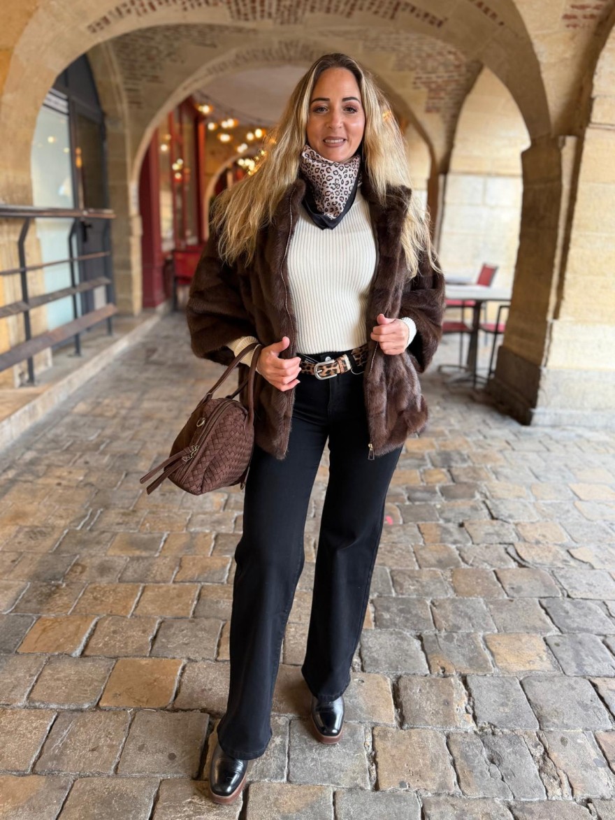 Manteau Fausse Fourrure à Manches Courtes | Marina & Paloma